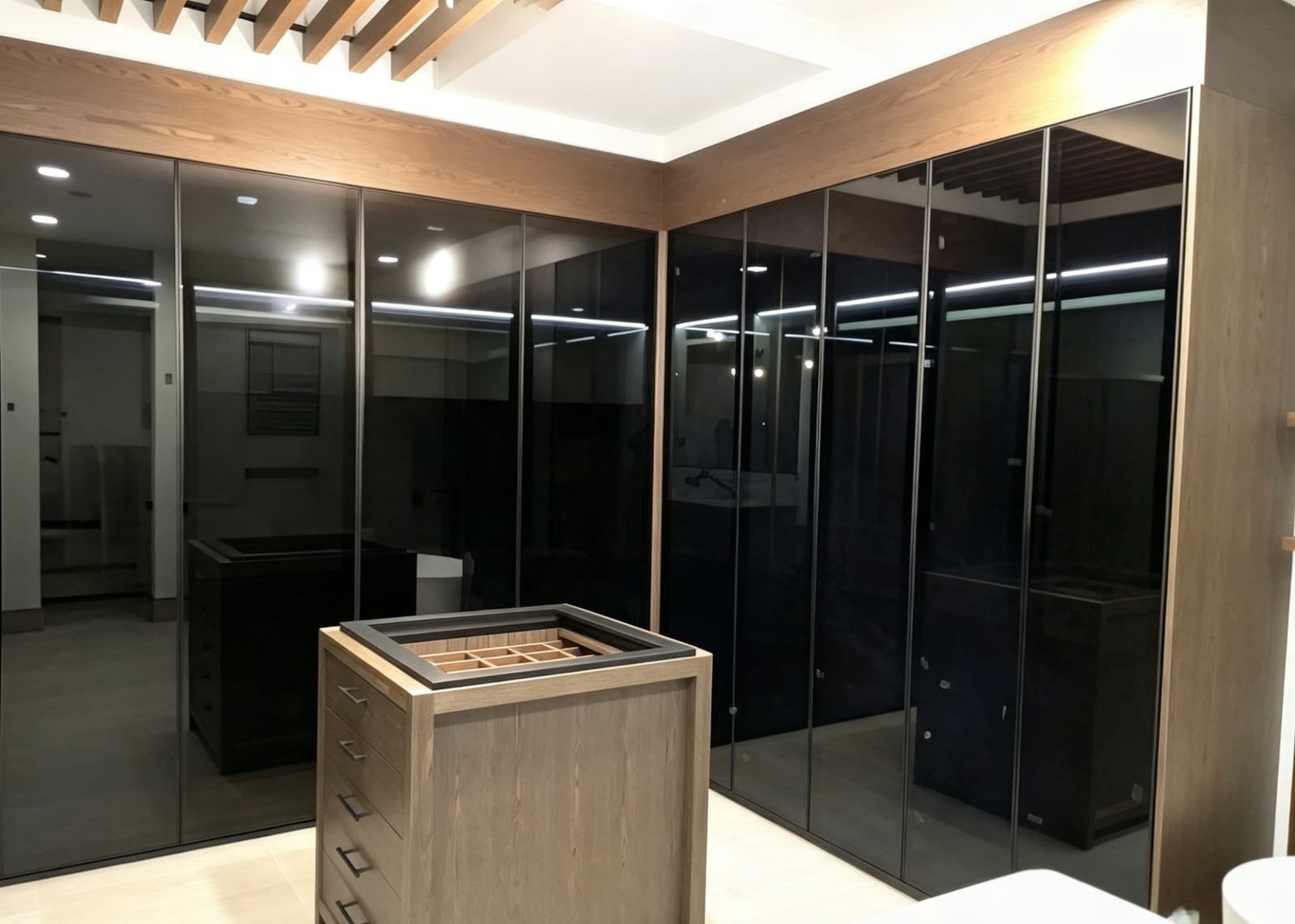 Closet con puertas de aluminio humo plus